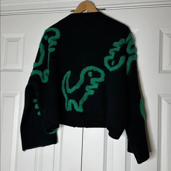 Dressed in Lala Rawr T-Rex Jacquard Cardigan black green SzS/M - Picture 9 of 9